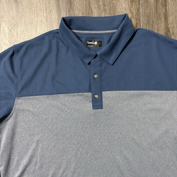Bolle Polo Shirt Mens XXL 2XL Golf Performance Moisture‎ Wicking Blue Colorblock - Picture 2 of 7